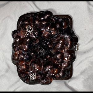 Brighton Leather Flower  Evening Bag - Clasp closure - Burgundy